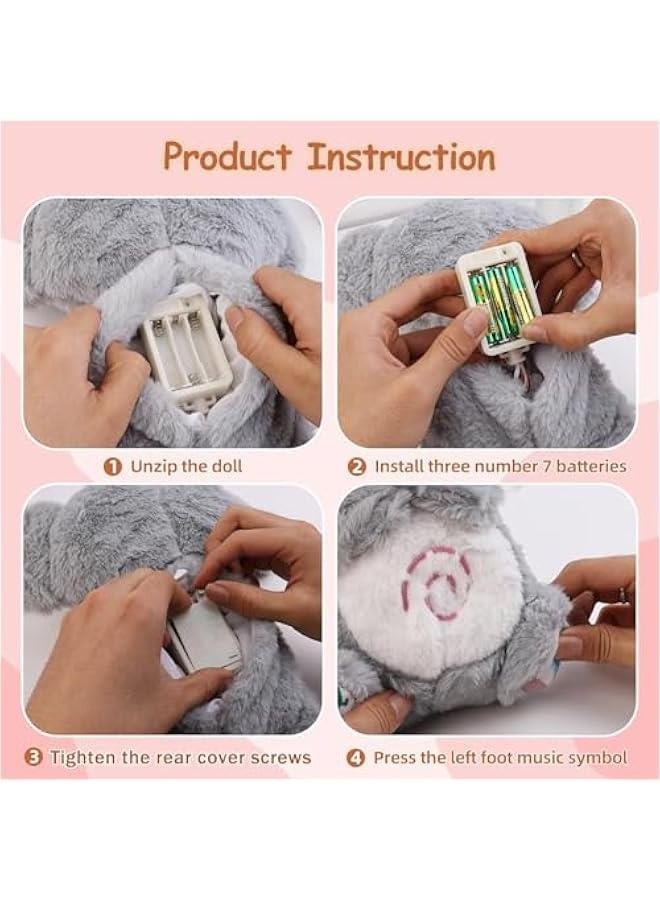 Soothing Breathable Plush Toy For Newborns Music Lighting Sleep Doll Elephant Shape PP Cotton Short Plush Multi-Functional-Color:Breathing Elephant Ordinary-Height:28cm - Image 3